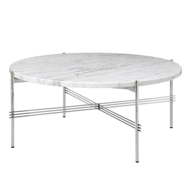 Gubi - TS salontafel Ø 80 cm, gepolijst staal / wit marmer