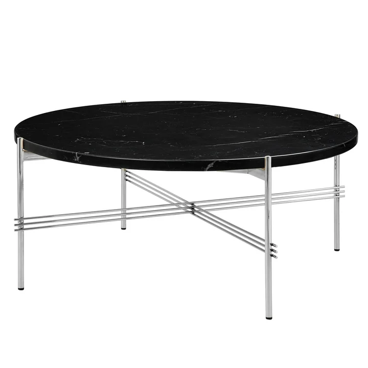 Gubi - TS salontafel Ø 80 cm, gepolijst staal / zwart marmer