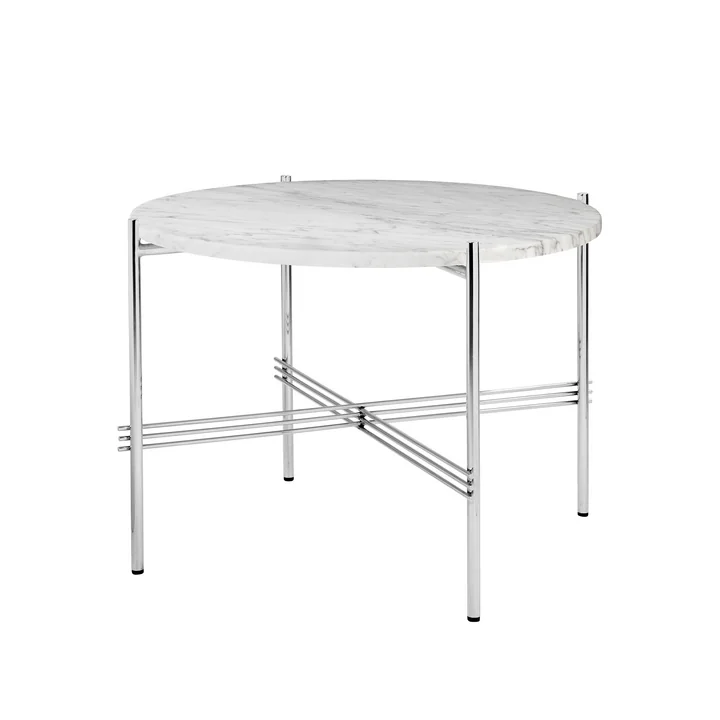 Gubi - TS salontafel Ø 55 cm, gepolijst staal / wit marmer