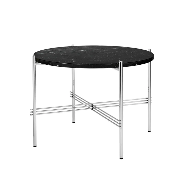 Gubi - TS salontafel Ø 55 cm, gepolijst staal / zwart marmer