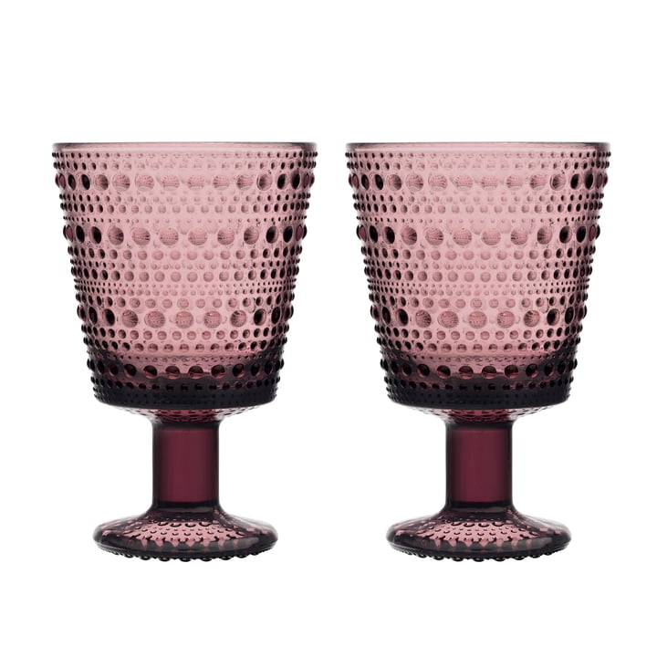 Iittala - Kastehelmi Drinkglas met voet 26 cl, paars (set van 2)