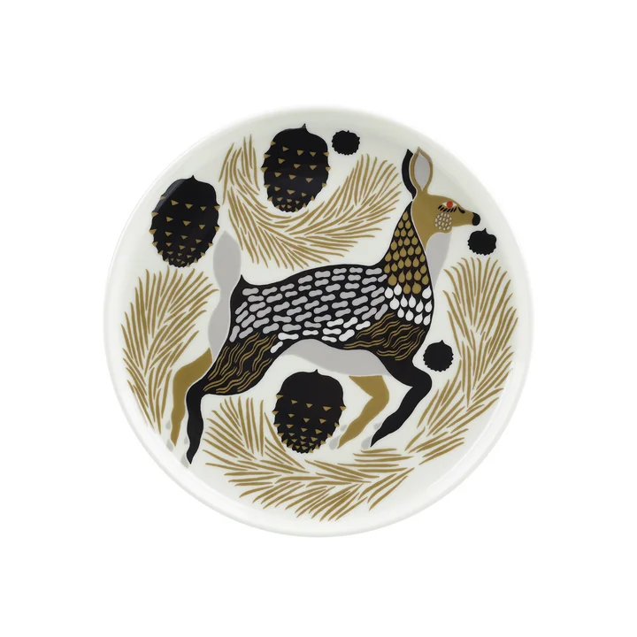 Oiva Peura Bord, Ø 20 cm, wit / kolen / modder / lichtgrijs / rood van Marimekko