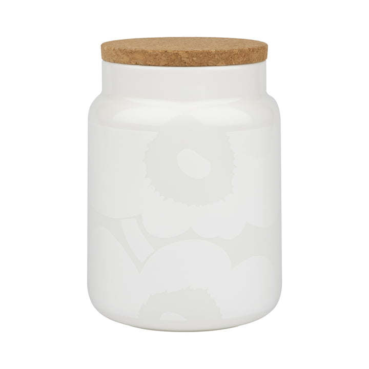 Oiva Unikko Voorraadpot, 1200 ml, wit van Marimekko