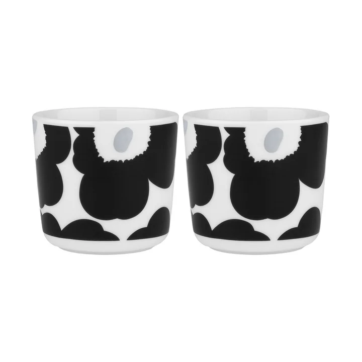Oiva Unikko Mok, 200 ml, wit / steenkool / zilver (set van 2) van Marimekko