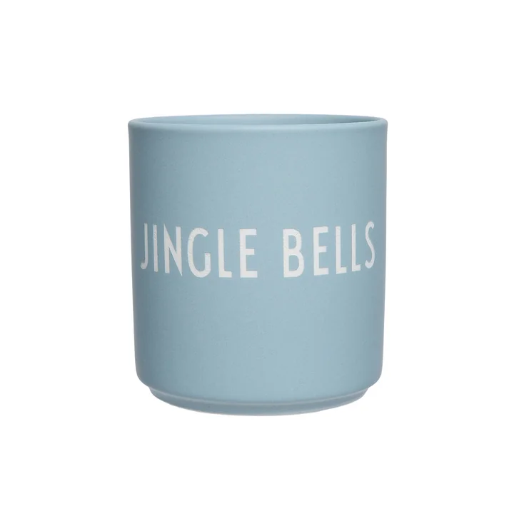 AJ Favourite Porseleinen mok, Jingle Bells / lichtblauw van Design Letters