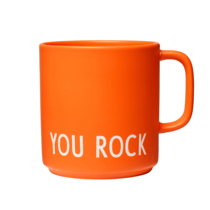 AJ Favourite Porseleinen mok met handvat, You Rock / oranje van Design Letters