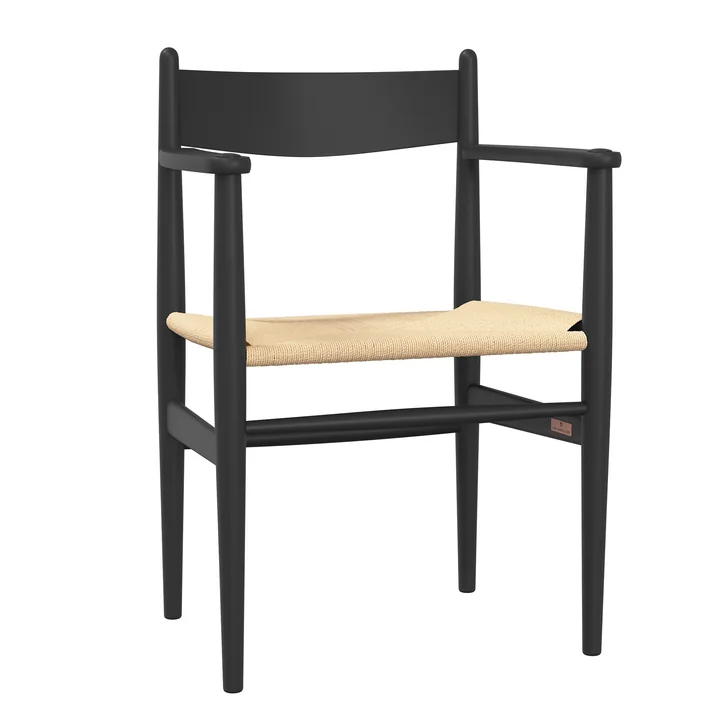 Carl Hansen - CH37 Stoel, beuken zacht zwart gelakt / vlechtwerk naturel