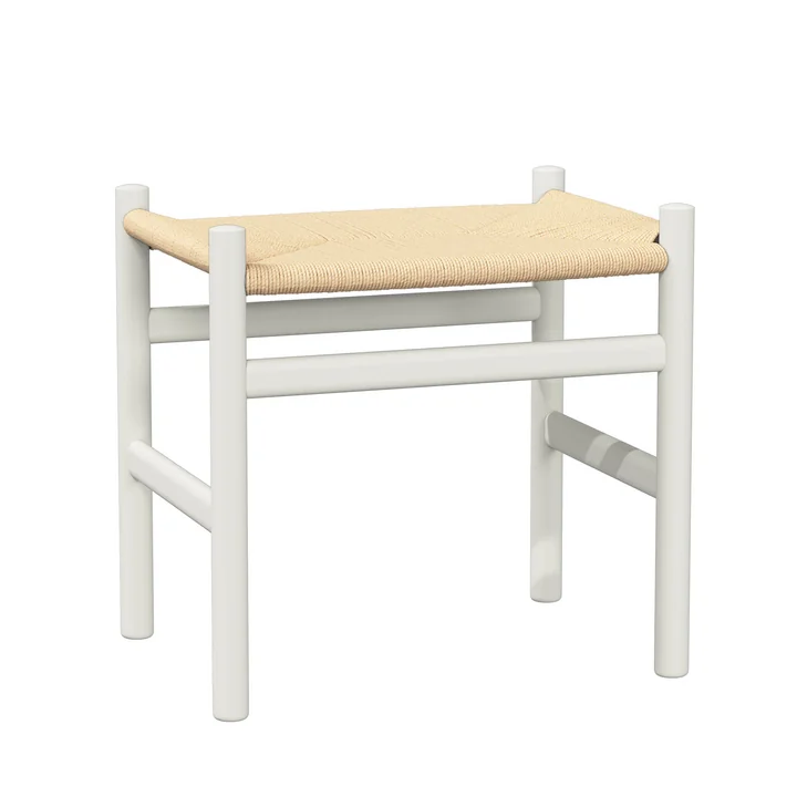 Carl Hansen - CH53 Kruk, beuken zacht naturel wit gelakt / vlechtwerk naturel