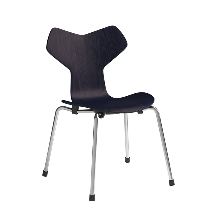 Grand Prix Kinderstoel van Fritz Hansen in de uitvoering midnight blue / chroom