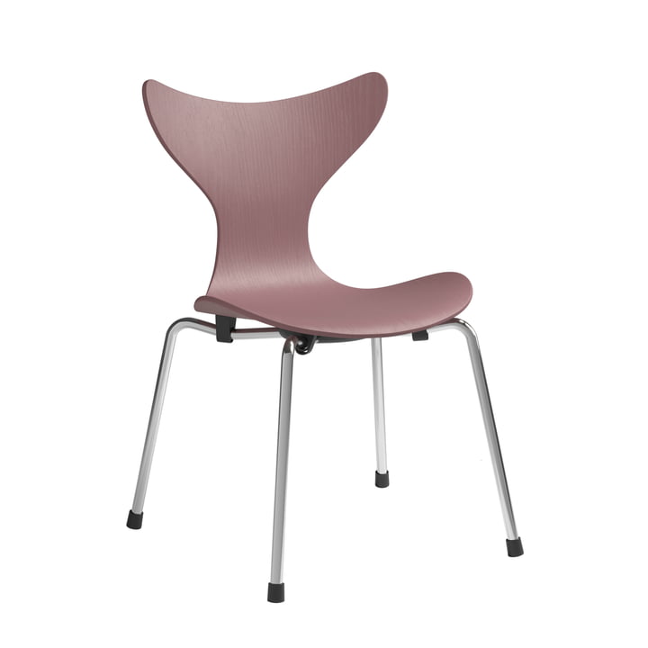 Lily Kinderstoel van Fritz Hansen in de uitvoering wild rose / chroom