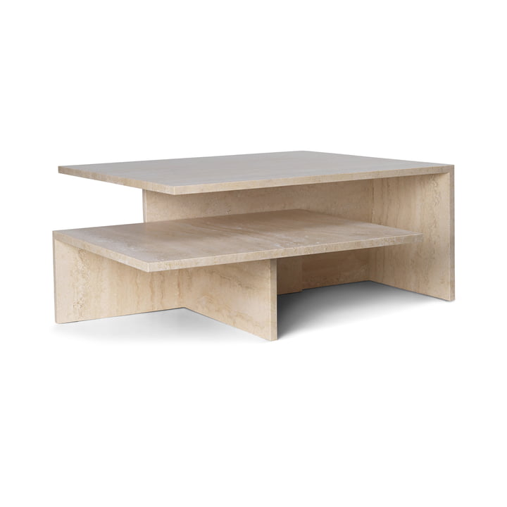 Distinct Grande Duo Salontafel, Travertin Stone by ferm Living