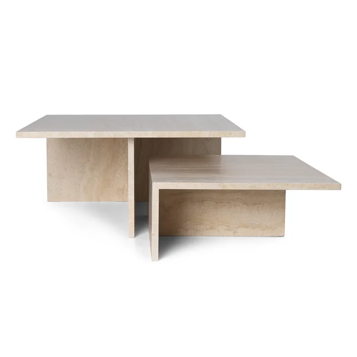 Distinct Grande Duo Salontafel, Travertin Stone by Ferm Living