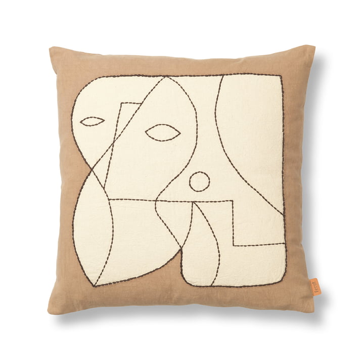 ferm Living - Figure Kussen, 50 x 50 cm, donker taupe / gebroken wit