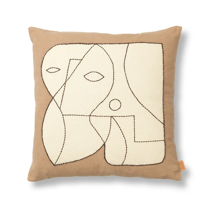 Ferm Living - Figure Kussen, 50 x 50 cm, donker taupe / gebroken wit