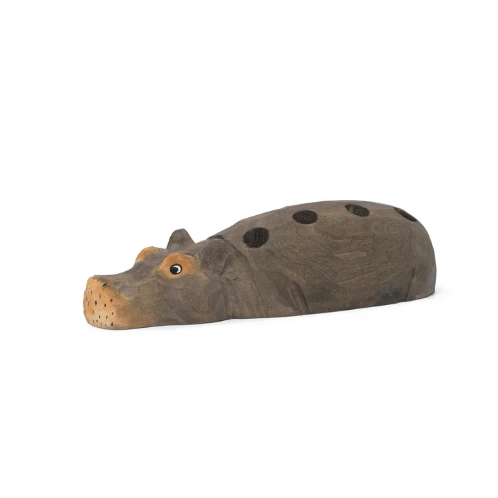 Ferm Living - Hippo Pennenhouder, handgesneden / handbeschilderd