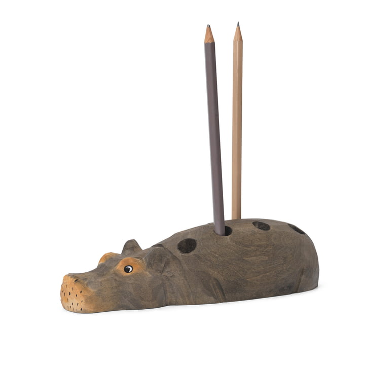 ferm Living - Hippo Pennenhouder, handgesneden / handbeschilderd