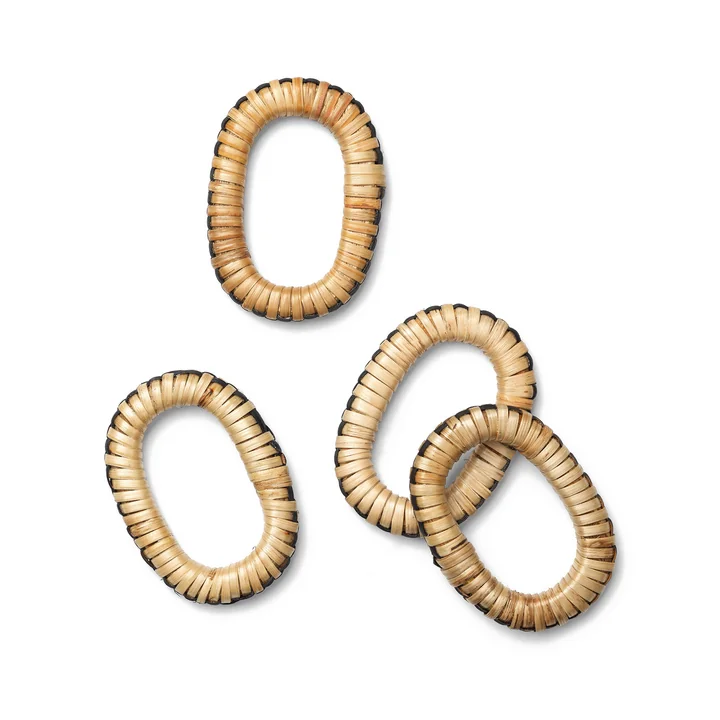 Ferm Living - Weave Servetringen, natuur / zwart (set van 4)