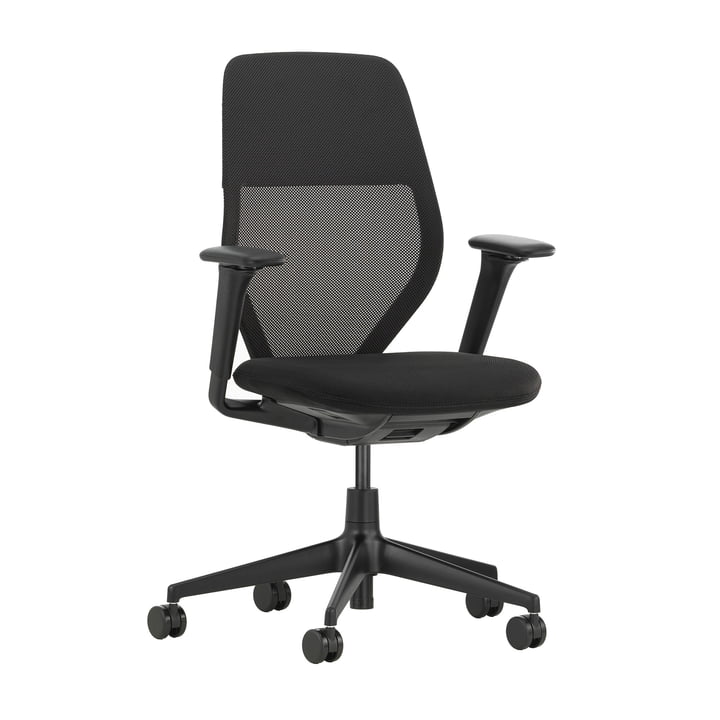 Vitra - ACX Light Bureaustoel, Silk mesh nero / X Net nero, met zitdiepteverstelling, in hoogte verstelbare armleuningen (wielen voor harde vloeren)