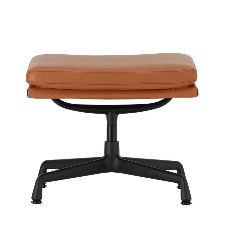 Vitra - EA 223 Soft Pad kruk diepzwart, leder Premium F, cognac (glijders voor tapijt)