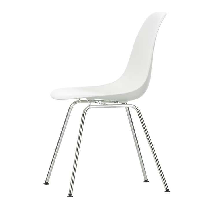 Vitra - Eames Plastic Side Chair DSX, verchroomd / wit (viltglijders basic dark)