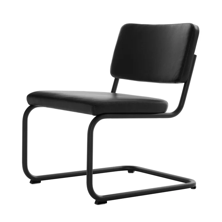 Thonet - S 32 PVL Loungestoel, RAL 9005 (diepzwart) / Nappaleder zwart