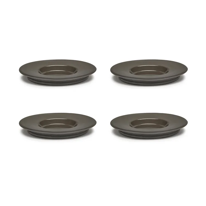 Dune Schotel voor espressokopje van Kelly Wearstler, Ø 11 cm, Leisteen / bruin (set van 4) van Serax