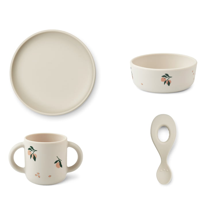 Vivi LIEWOOD - Siliconen servies set, perzik, zee schelp mix (set van 4)