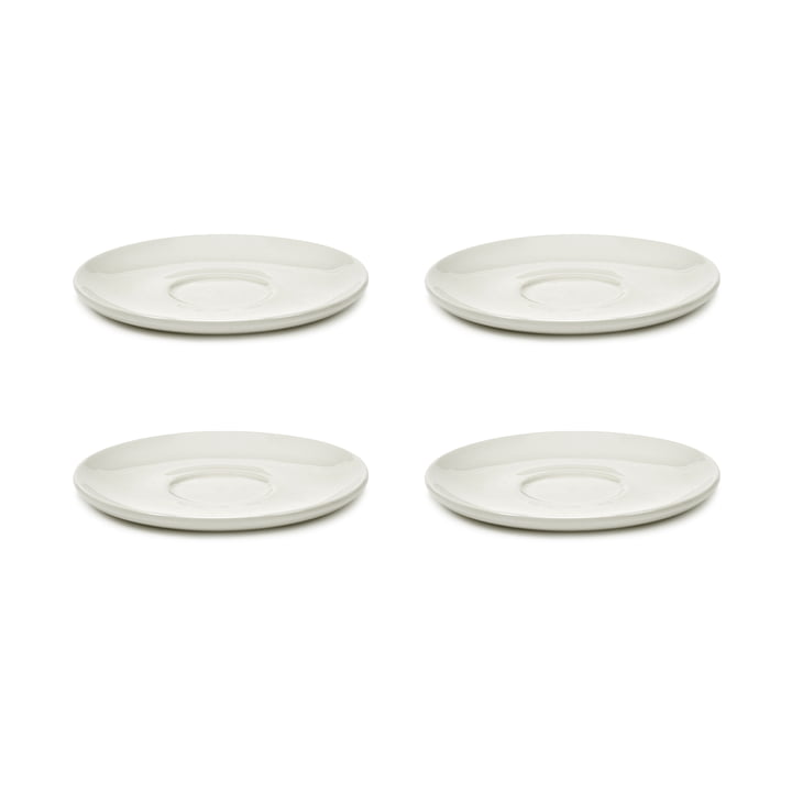 Zuma Schotel voor espressokopje van Kelly Wearstler, Ø 10,5 cm, Zout / wit (set van 4) van Serax