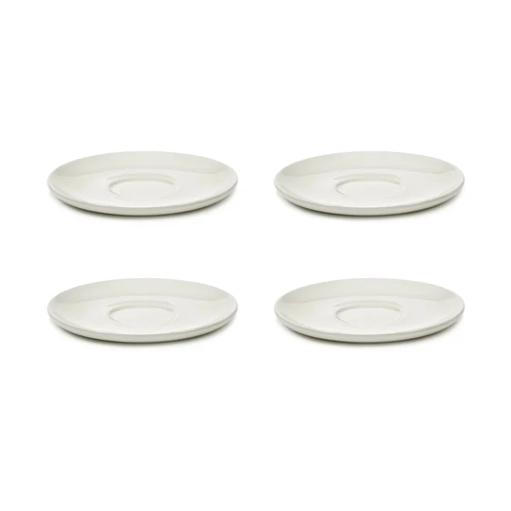 Zuma Schotel voor espressokopje van Kelly Wearstler, Ø 10,5 cm, Zout / wit (set van 4) van Serax