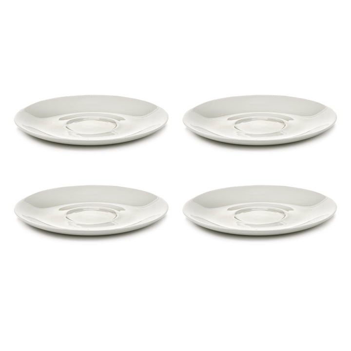 Zuma Schotel voor koffiekopje van Kelly Wearstler, Ø 14 cm, Zout / wit (set van 4) by Serax