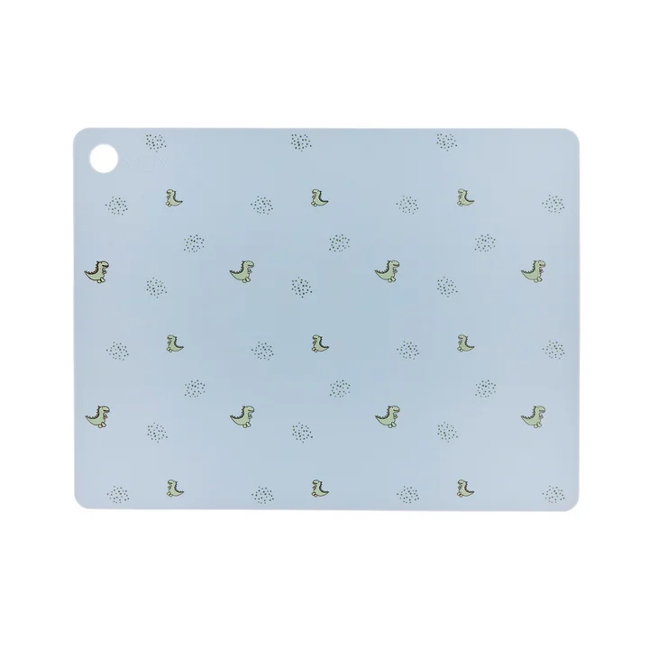 OYOY - Placemat Dino, Theo, 45 x 34 cm, lichtblauw