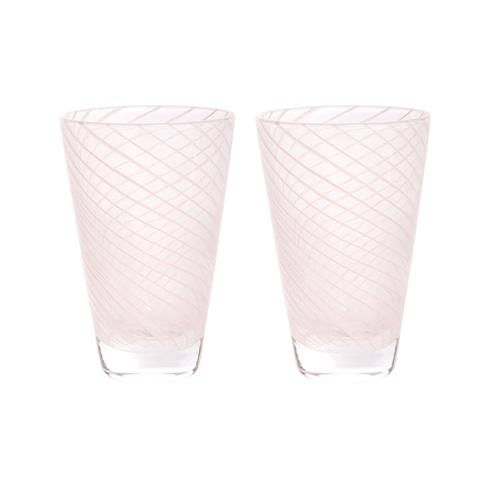 OYOY - Yuka Swirl drinkglas, roos (set van 2)