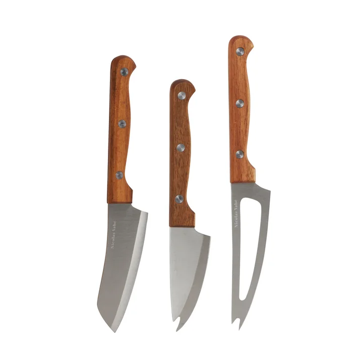 Kaasmes, acacia naturel / roestvrij staal (set van 3) by Nicolas Vahé