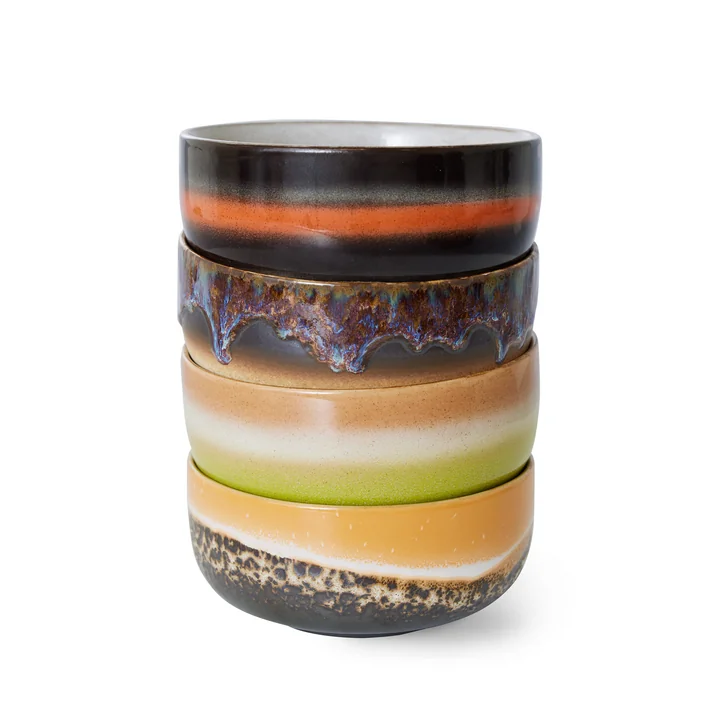 Kopie - HKliving - 70's Dessertschaaltjes (4 st.), Ø 12,5 cm, humus