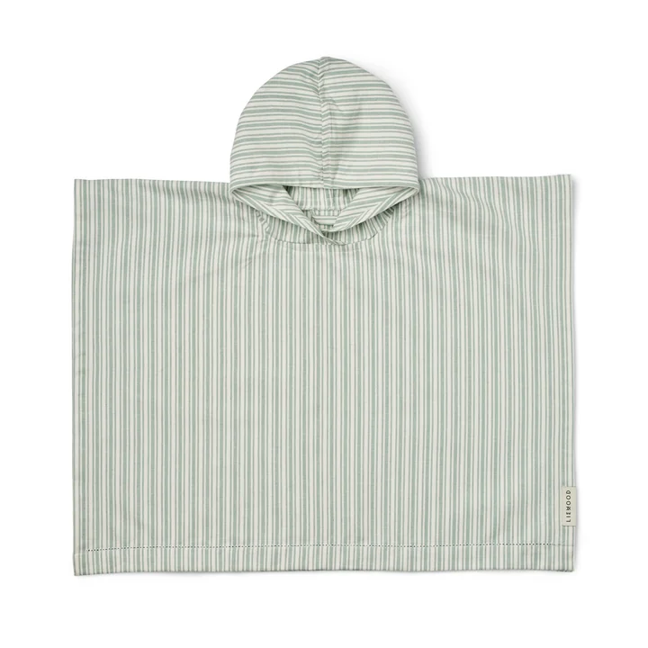 Roomie Badponcho, gestreept, ijsblauw / crème de la crème van LIEWOOD