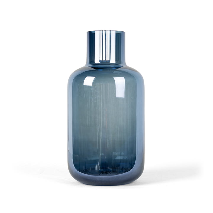 HANA - Lister glazen vaas Ø 13 x H 25 cm, blauw