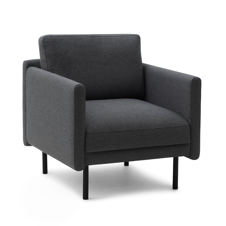 Rar Fauteuil, zwart / Re-Born donkergrijs by Normann Copenhagen