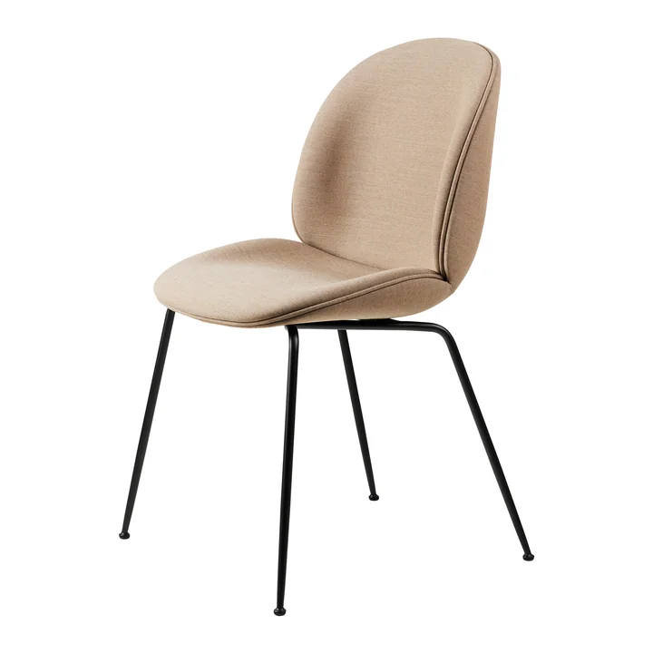 Gubi - Beetle Dining Chair Volledige bekleding (Conic Base), zwart / Remix 3 (233)