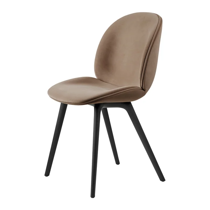 Gubi - Beetle Dining Chair Volledig gestoffeerd (kunststof onderstel), zwart / Dedar zondag (034)