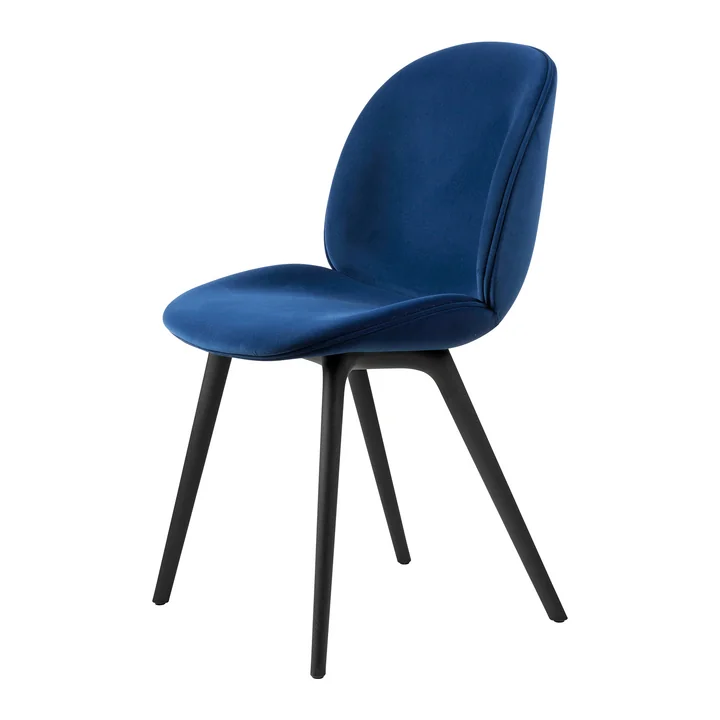 Gubi - Beetle Dining Chair Volledige bekleding (kunststof onderstel), zwart / zondag (003)