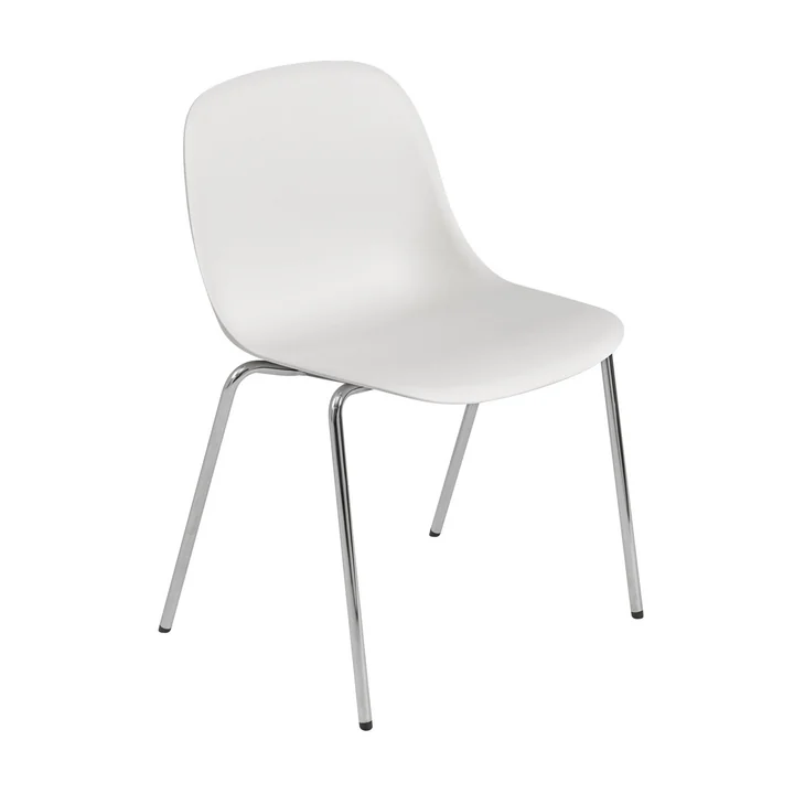 Muuto - Fiber Side Chair Tube Base, chroom / wit gerecycled