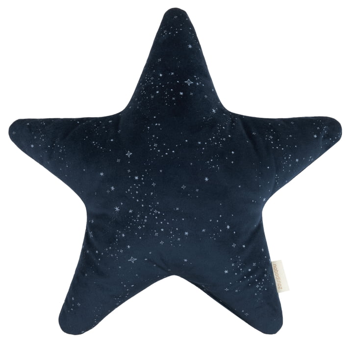 Fluwelen kussen ster, 40 x 40 cm, nachtblauw zilver melkweg door Nobodinoz