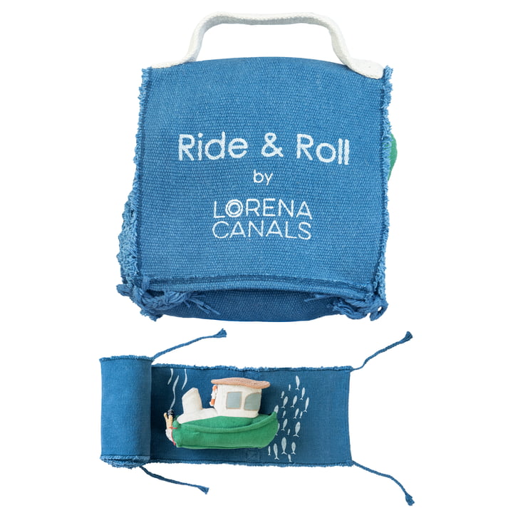 Lorena Canals - Ride & Roll Speelset, boot, blauw / groen (set van 2)