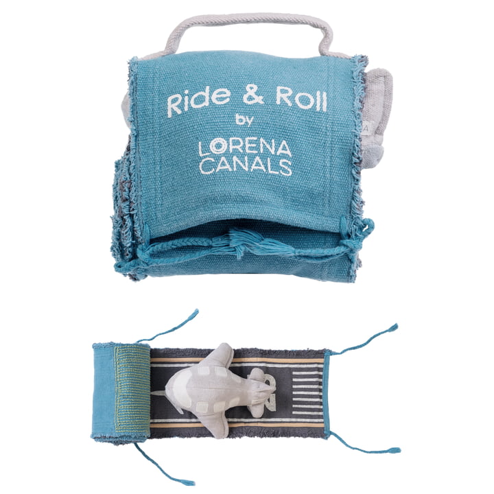 Lorena Canals - Ride & Roll Speelset, vliegtuig, lichtblauw/grijs (set van 2)
