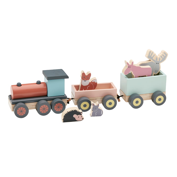 Edvin Trein met bosdieren, kleurrijk (set van 8) by Kids Concept