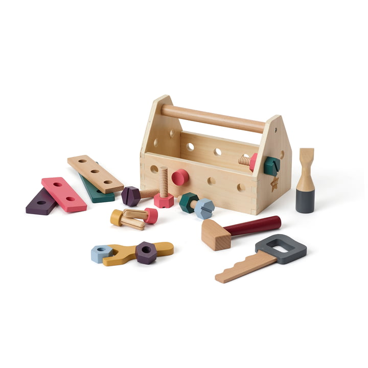 Kid's Hub Gereedschapskist met accessoires, kleurrijk (set van 21) van Kids Concept