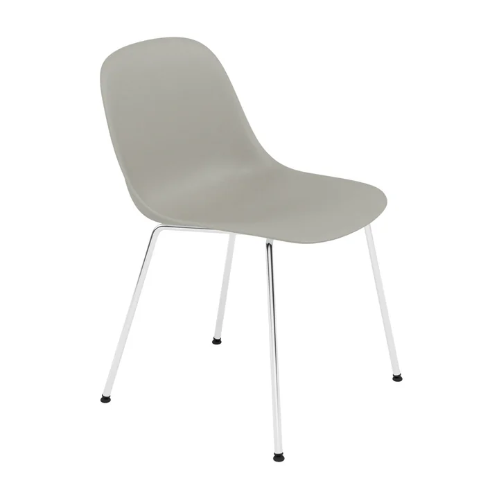 Muuto - Fiber Side Chair Tube Base, chroom / grijs gerecycled