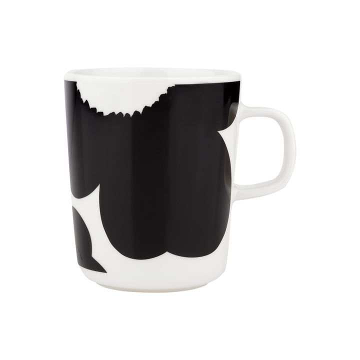 Oiva Iso Unikko Mok met handvat, 60th Anniversary, 250 ml, wit / zwart by Marimekko