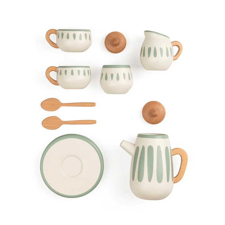Houten theeservies van Sebra