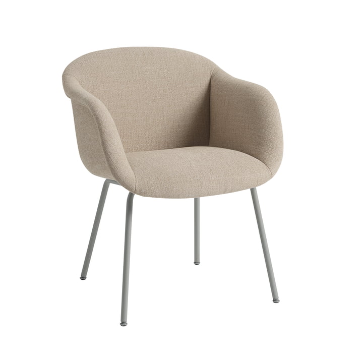 Muuto - Fiber Soft Fauteuil, grijs / beige (stof Kvadrat Ecriture 240)